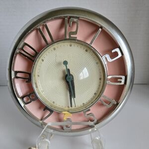 Vintage MCM Pink Electric Wall Clock by Telechron